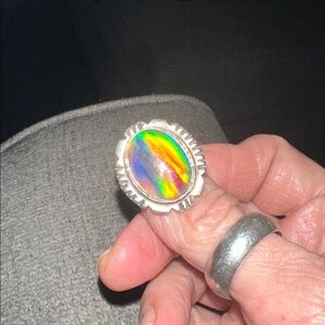 Sterling Aurora Opal Ring size 8